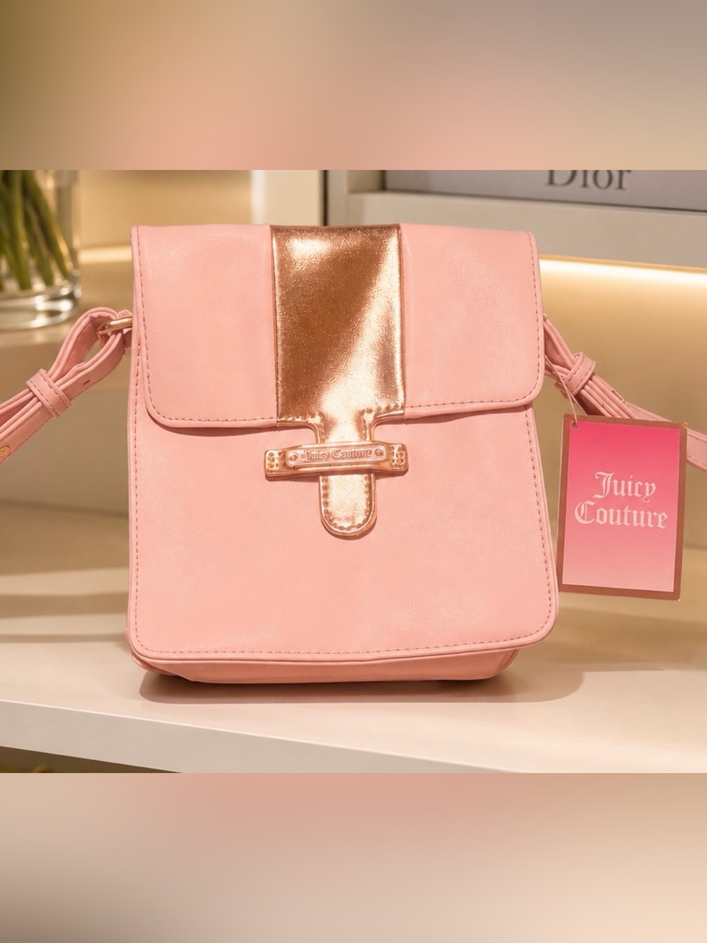 Juicy Couture Pink Crossbody with Metallic Accent, New With Tags